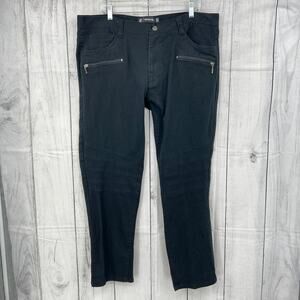 Akademiks (41x30) Mens Black Pleated Zipper Slim Leg Jeans